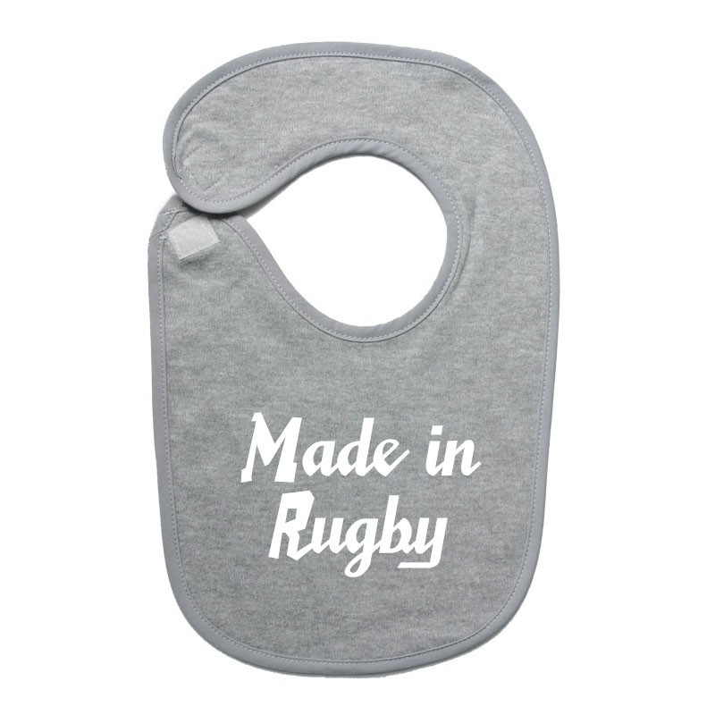 bavoir bébé "Made in Rugby" Gris/Blanc