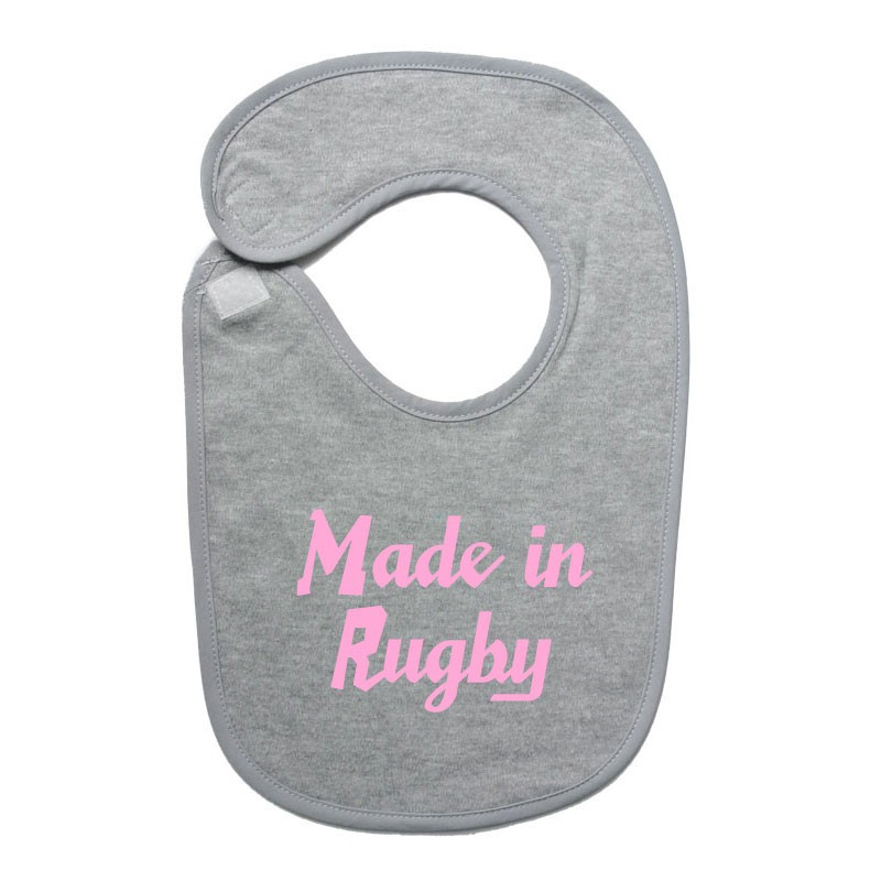 Bavoir bébé "Made in Rugby" Gris/Rose