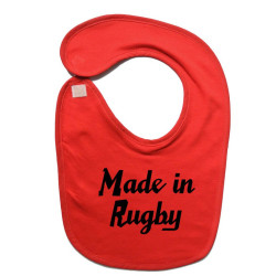 Bavoir bébé "Made in Rugby" Rouge/Noir
