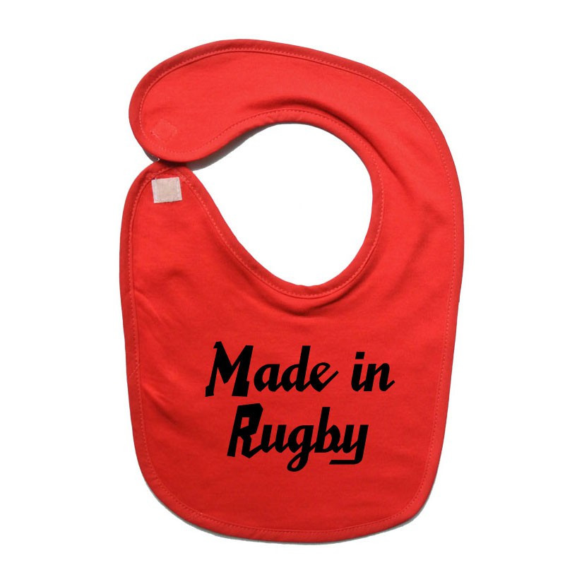 Bavoir bébé "Made in Rugby" Rouge/Noir