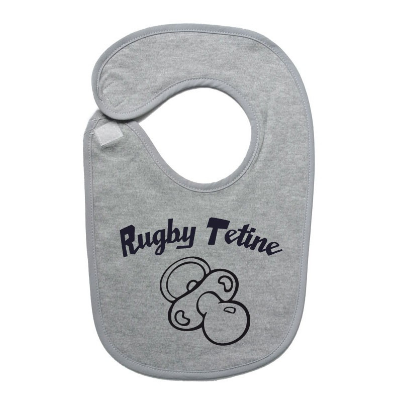 Bavoir bébé "Rugby Tétine" Gris/Noir