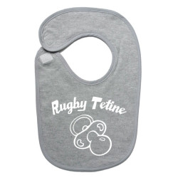 bavoir bébé "Rugby Tétine" Gris/Blanc