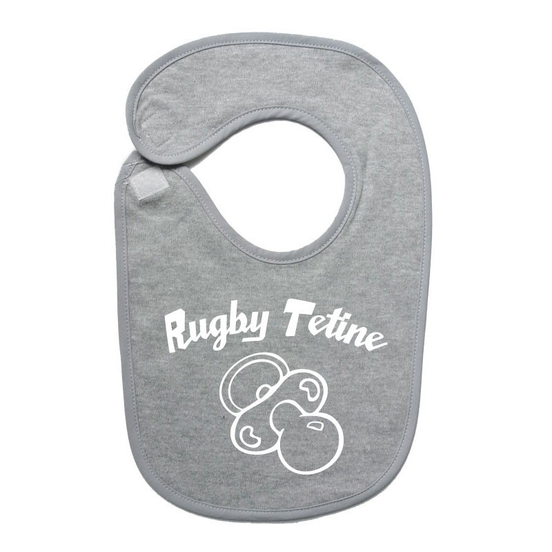 bavoir bébé "Rugby Tétine" Gris/Blanc