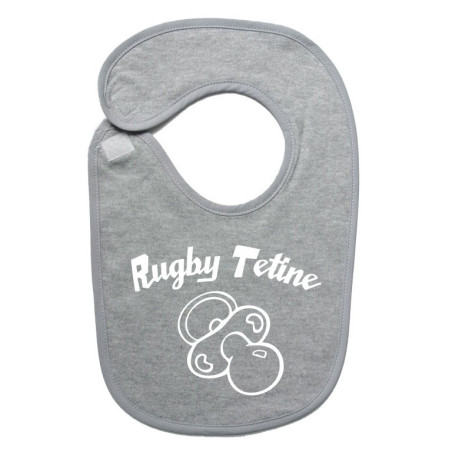 bavoir bébé "Rugby Tétine" Gris/Blanc