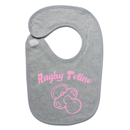 Bavoir bébé "Rugby Tétine" Gris/Rose