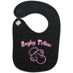 Bavoir bébé "Rugby Tétine" Noir/Rose