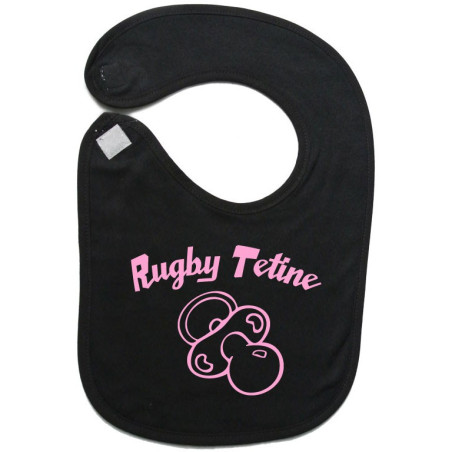 Bavoir bébé "Rugby Tétine" Noir/Rose