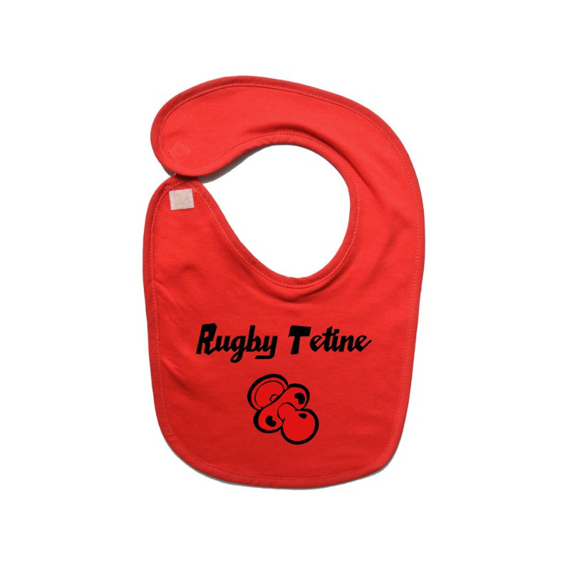 Bavoir bébé "Rugby Tétine" Rouge/Noir