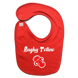 Bavoir bébé "Rugby Tétine" Rouge/Blanc