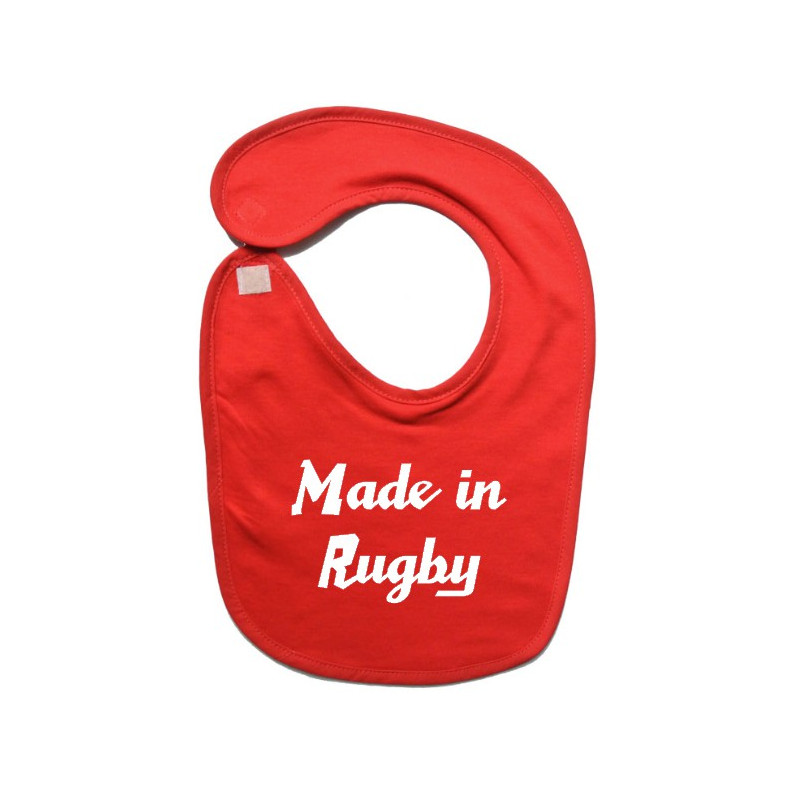 Bavoir bébé "Made in Rugby" Rouge/Blanc
