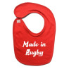 Bavoir bébé "Made in Rugby" Rouge/Blanc