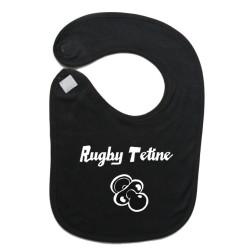 Bavoir bébé "Rugby Tétine" Noir/Blanc