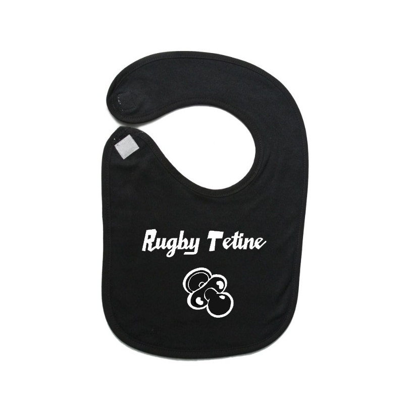 Bavoir bébé "Rugby Tétine" Noir/Blanc