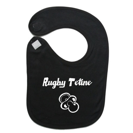 Bavoir bébé "Rugby Tétine" Noir/Blanc
