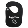 Bavoir bébé "Rugby Tétine" Noir/Blanc