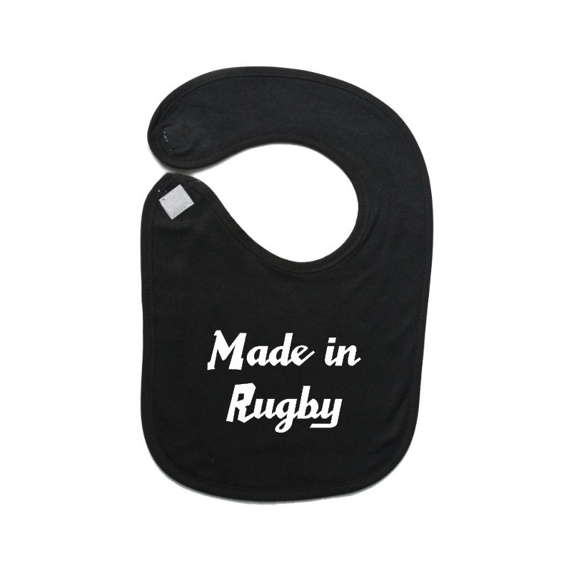 Bavoir bébé "Made in Rugby" Noir/Blanc