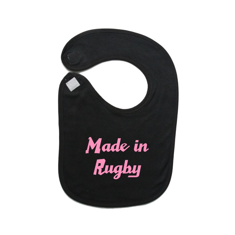 Bavoir bébé "Made in Rugby" Noir/Rose