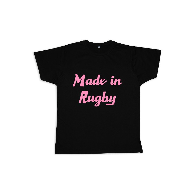 Tee shirt rugby bébé "Made in Rugby" Noir/Rose
