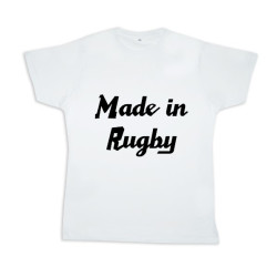 Tee shirt rugby bébé "Made in Rugby" Blanc/Noir