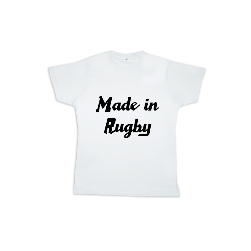 Tee shirt rugby bébé "Made in Rugby" Blanc/Noir
