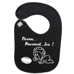 Bavoir bébé "Flexion... Jeu !!" Noir/Blanc