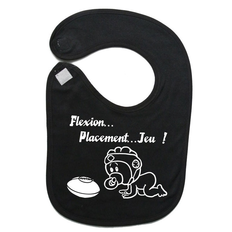 Bavoir bébé "Flexion... Jeu !!" Noir/Blanc