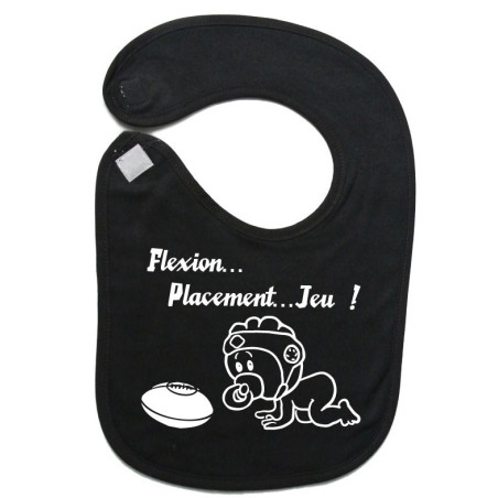 Bavoir bébé "Flexion... Jeu !!" Noir/Blanc