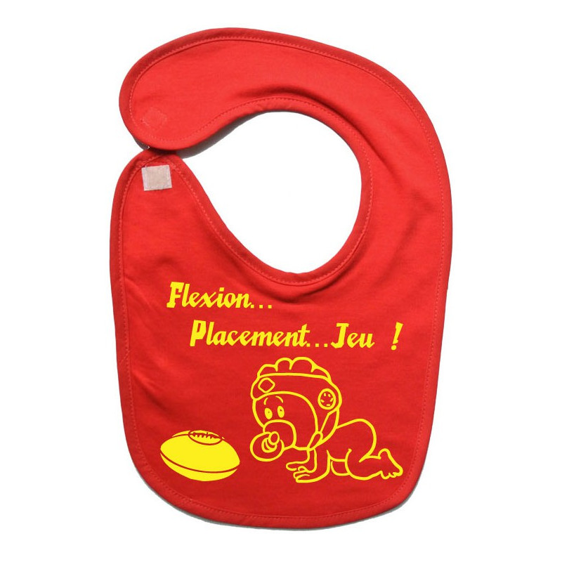 Bavoir bébé "Flexion... Jeu !!" Rouge/Jaune