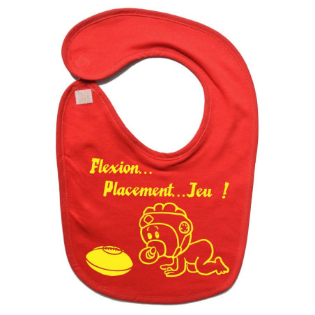 Bavoir bébé "Flexion... Jeu !!" Rouge/Jaune