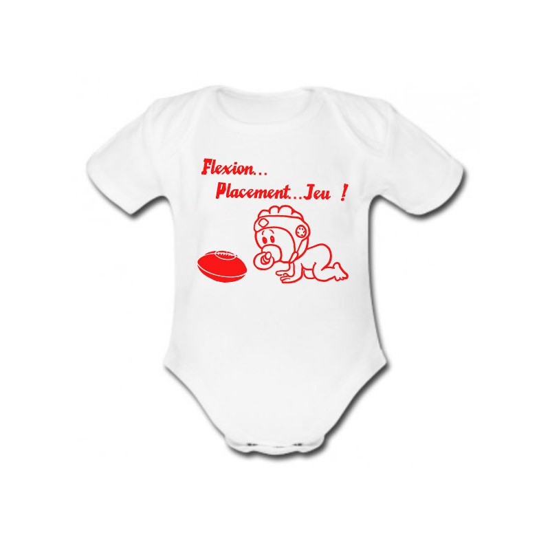 Body bébé "Flexion... Jeu !!" Blanc/Rouge