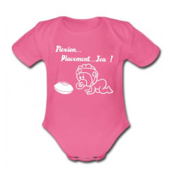 Body bébé "Flexion... Jeu !!" Rose/Blanc