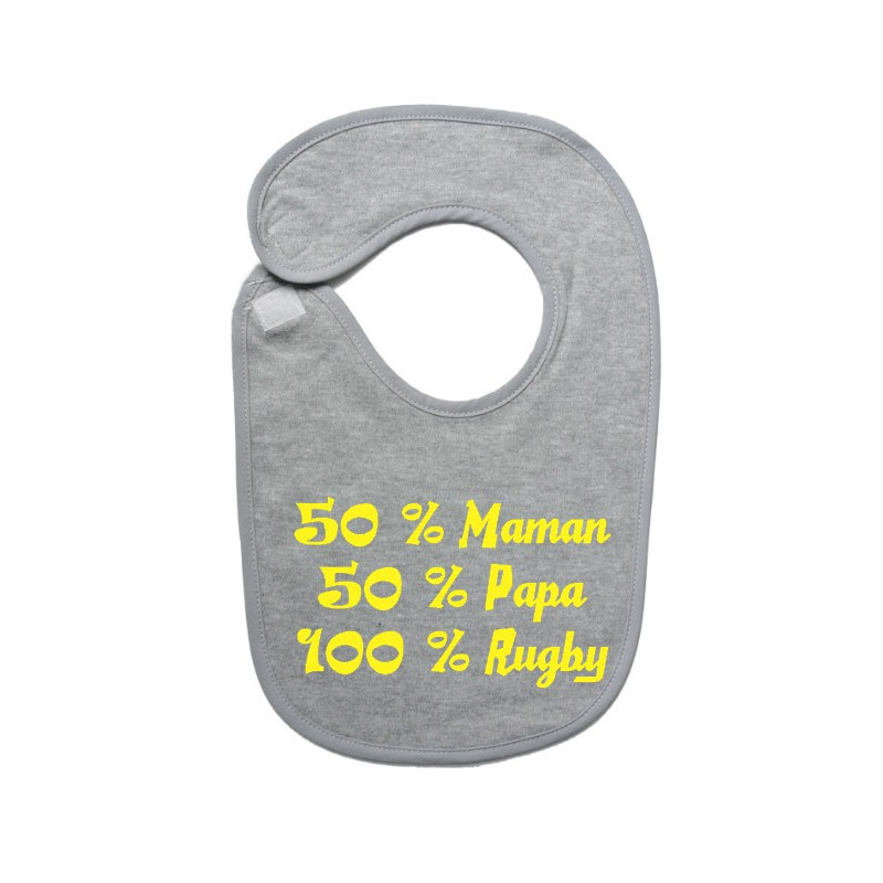 Bavoir bébé "100 % rugby " Gris/Jaune