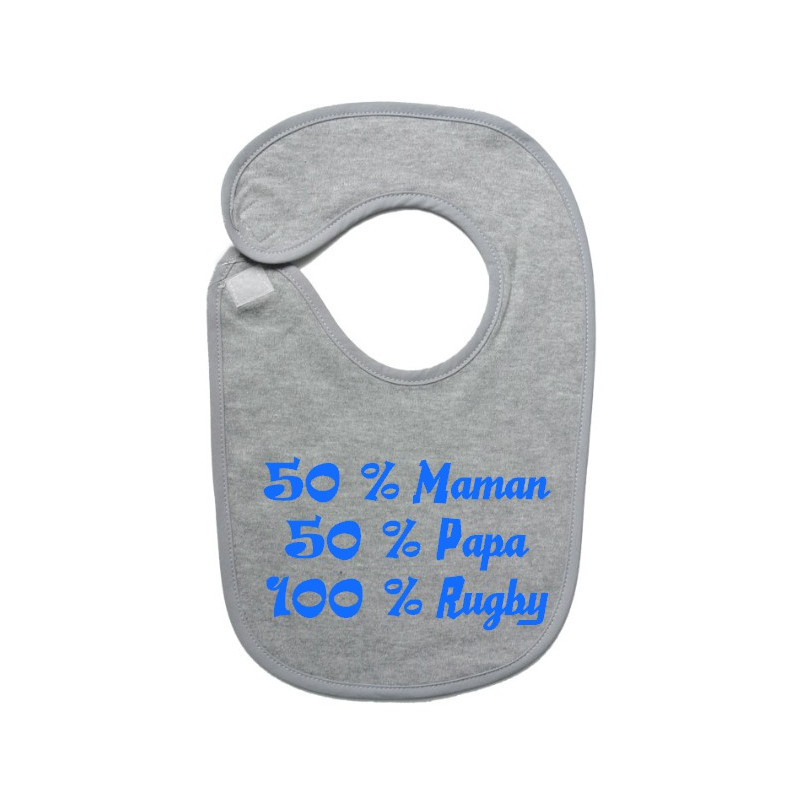 Bavoir bébé "100 % rugby " Gris/Bleu