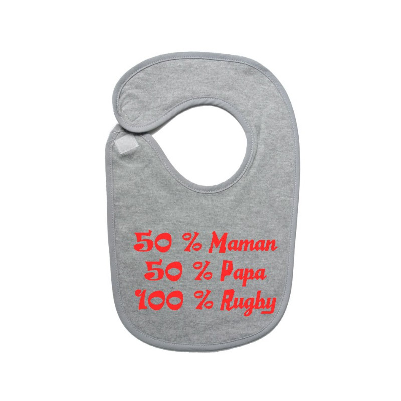 Bavoir bébé "100 % rugby " Gris/Rouge