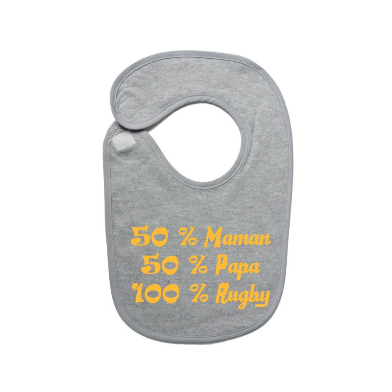 Bavoir bébé "100 % rugby " Gris/Or