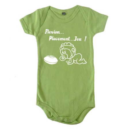 Body bébé "Flexion... Jeu !!" Anis/Blanc