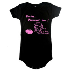 Body bébé "Flexion... Jeu !!" Noir/Rose