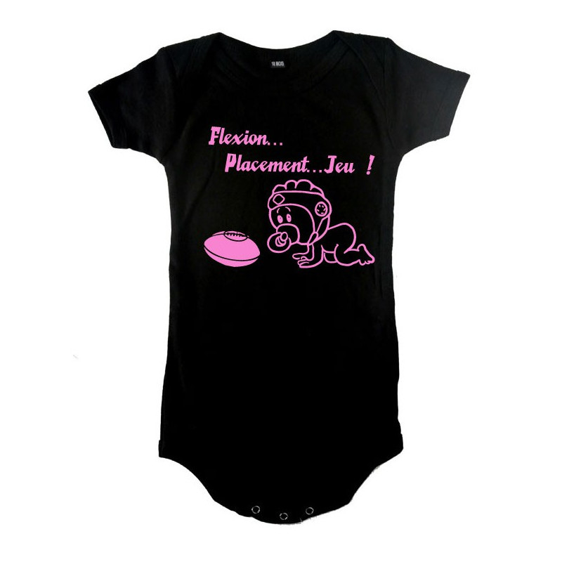 Body bébé "Flexion... Jeu !!" Noir/Rose