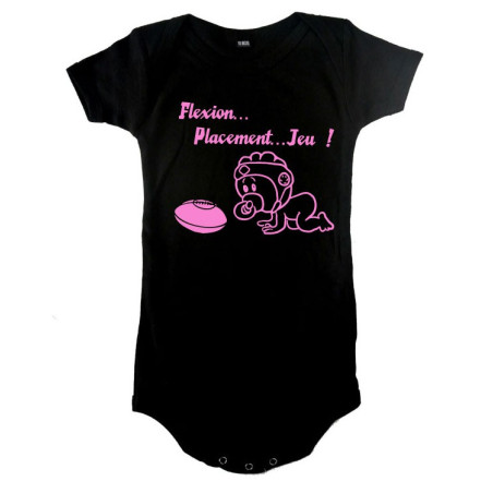 Body bébé "Flexion... Jeu !!" Noir/Rose