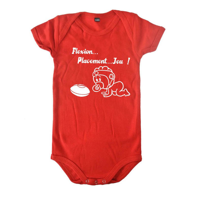 Body bébé "Flexion... Jeu !!" Rouge/Blanc