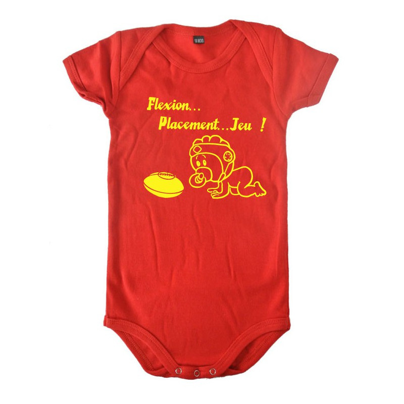 Body bébé "Flexion... Jeu !!" Rouge/Jaune