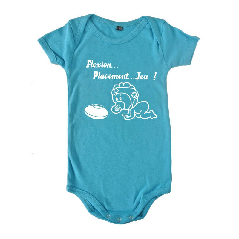 Body bébé "Flexion... Jeu !!" Bleu/Blanc