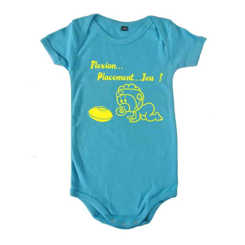 Body bébé "Flexion... Jeu !!" Bleu/Jaune