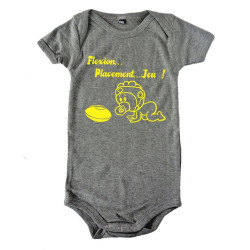 Body bébé "Flexion... Jeu !!" Gris/Jaune