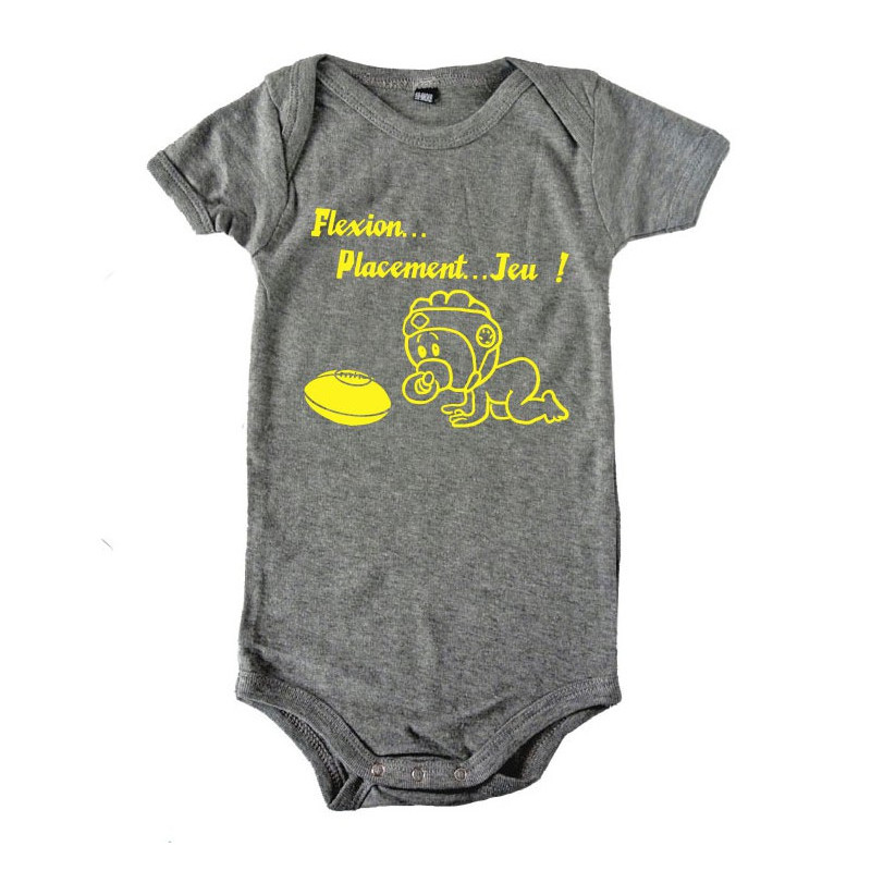 Body bébé "Flexion... Jeu !!" Gris/Jaune