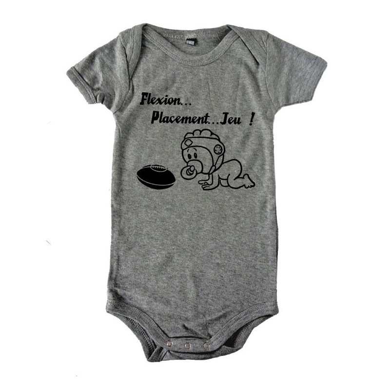 Body bébé "Flexion... Jeu !!" Gris/Noir