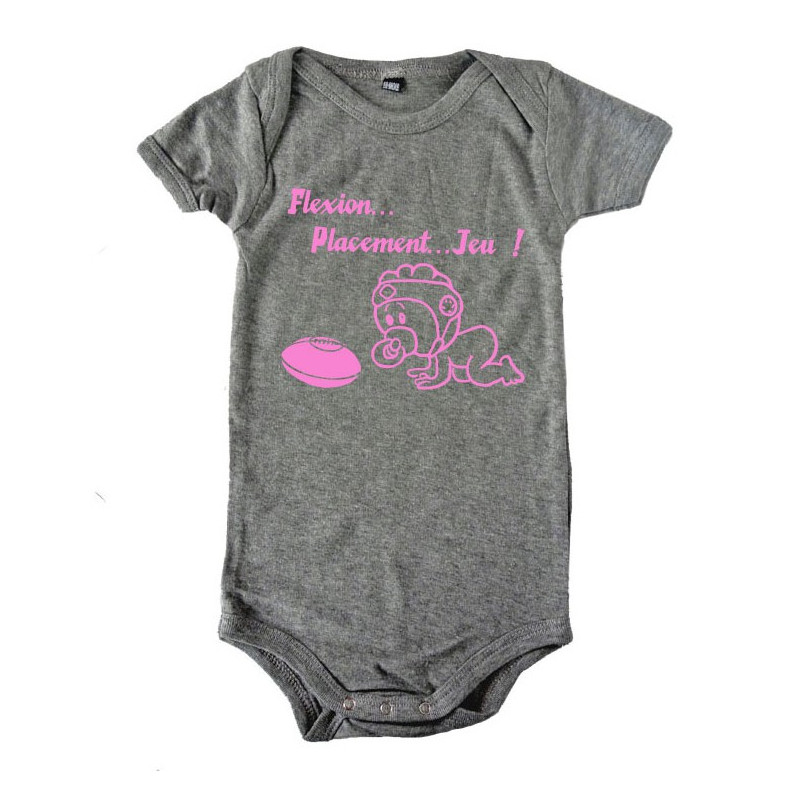 Body bébé "Flexion... Jeu !!" Gris/Rose