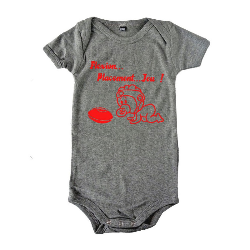 Body bébé "Flexion... Jeu !!" Gris/Rouge