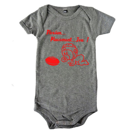 Body bébé "Flexion... Jeu !!" Gris/Rouge