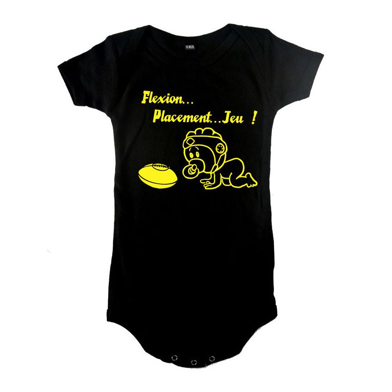 Body bébé "Flexion... Jeu !!" Noir/Jaune